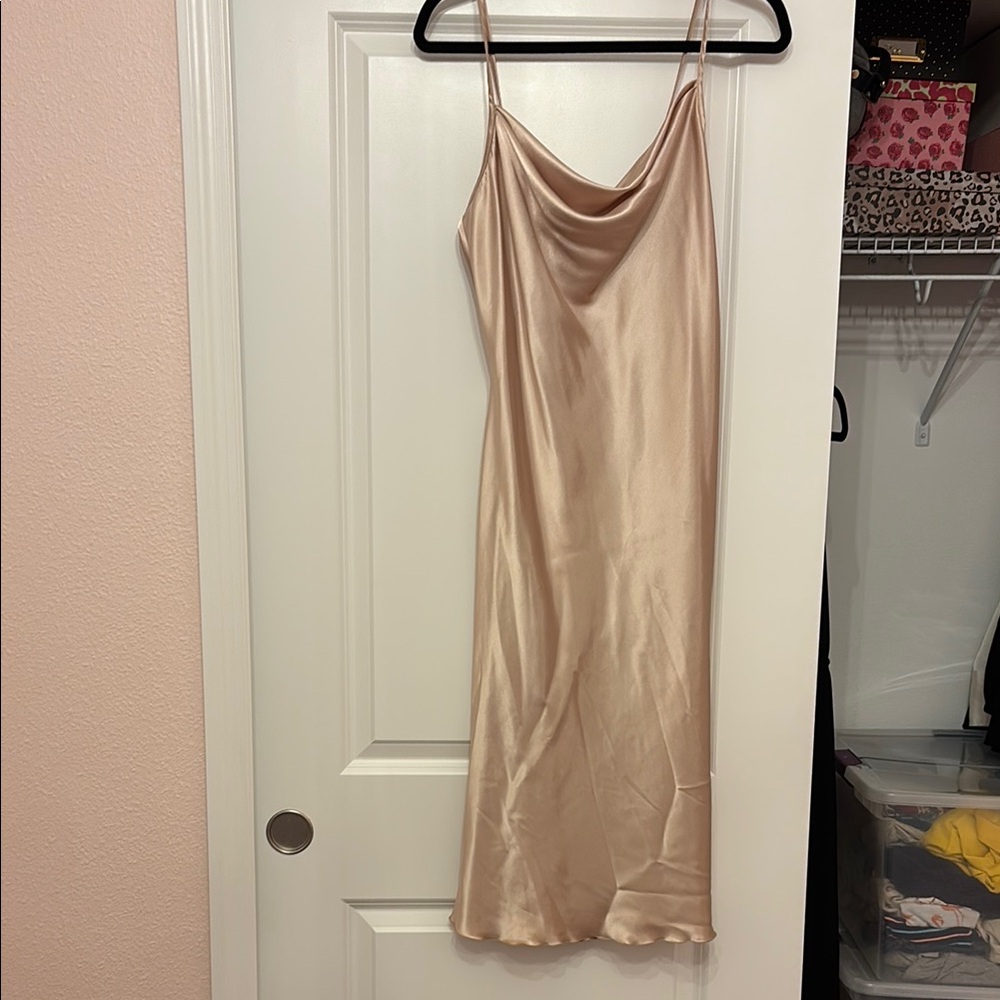 Elegant Satin Slip Dress - Gold